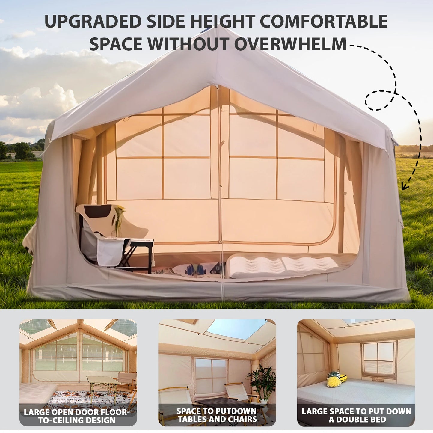 Inflatable Camping Tent for 6-8 People Quick Setup 80.73 Square Feet All Season Tent - Wellness Outdoor Gear
