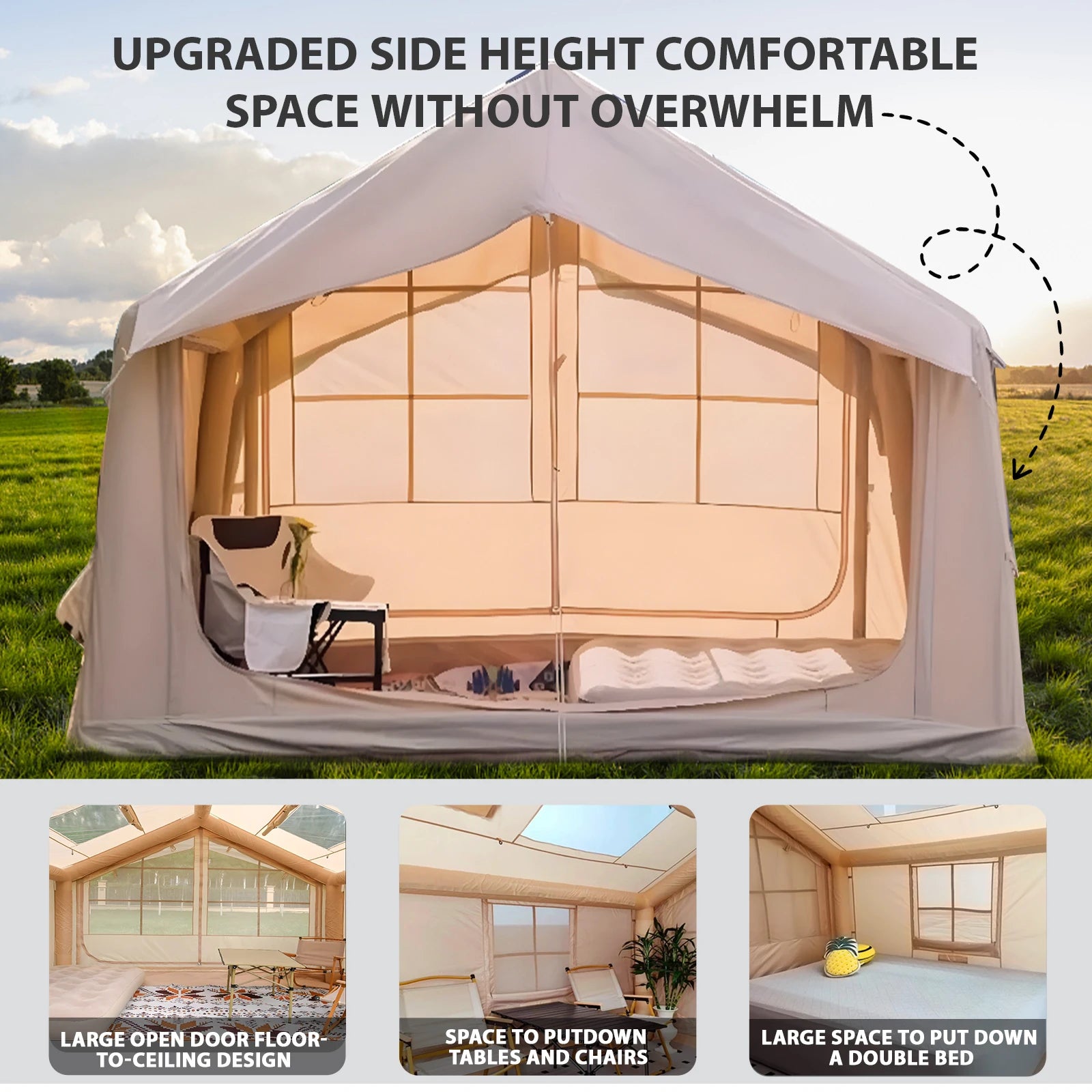 Inflatable Camping Tent for 6-8 People Quick Setup 80.73 Square Feet All Season Tent - Wellness Outdoor Gear