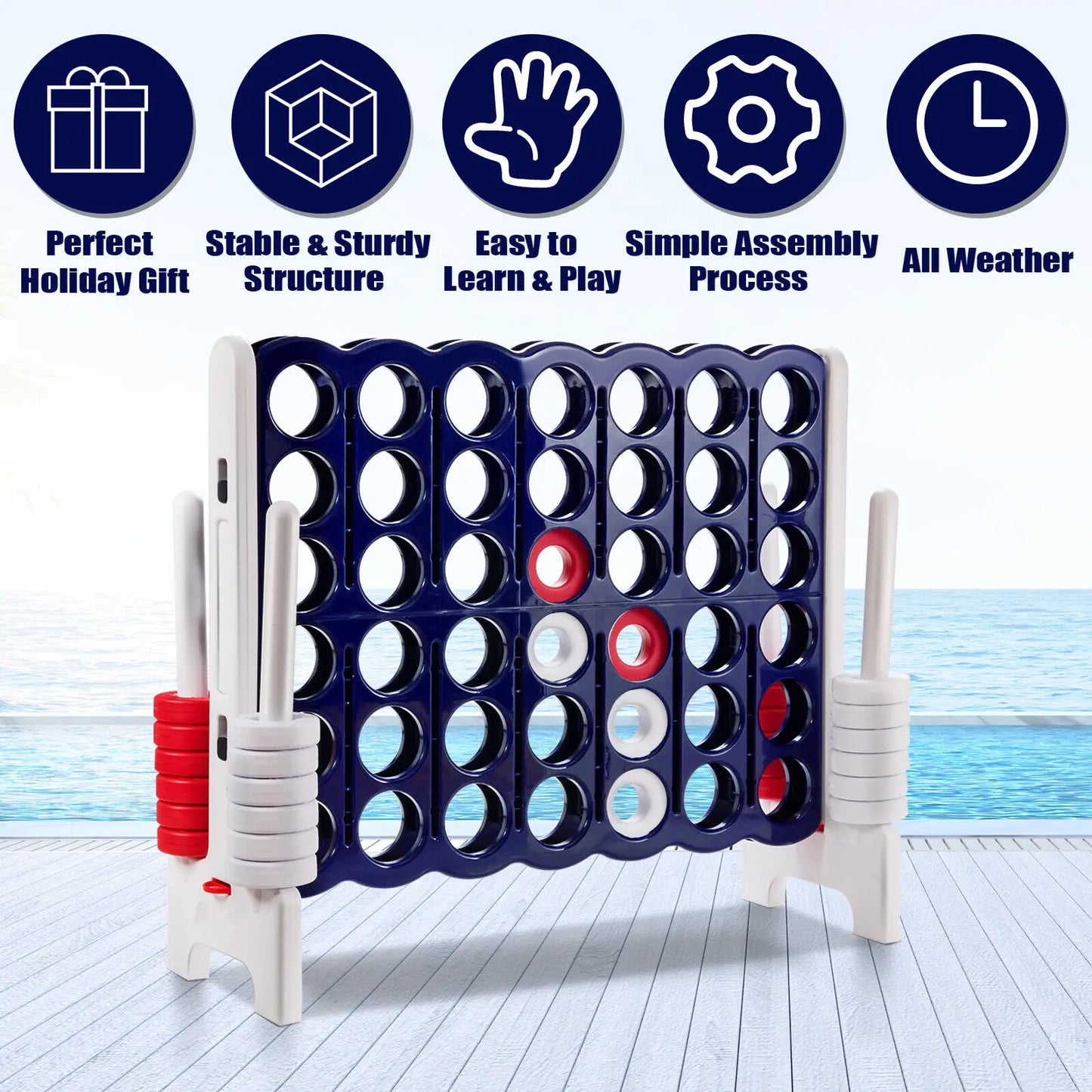 Costway Giant 4 In A Row Connect Game for Indoor Outdoor Family Fun with Carrying Bag - Wellness Outdoor Gear