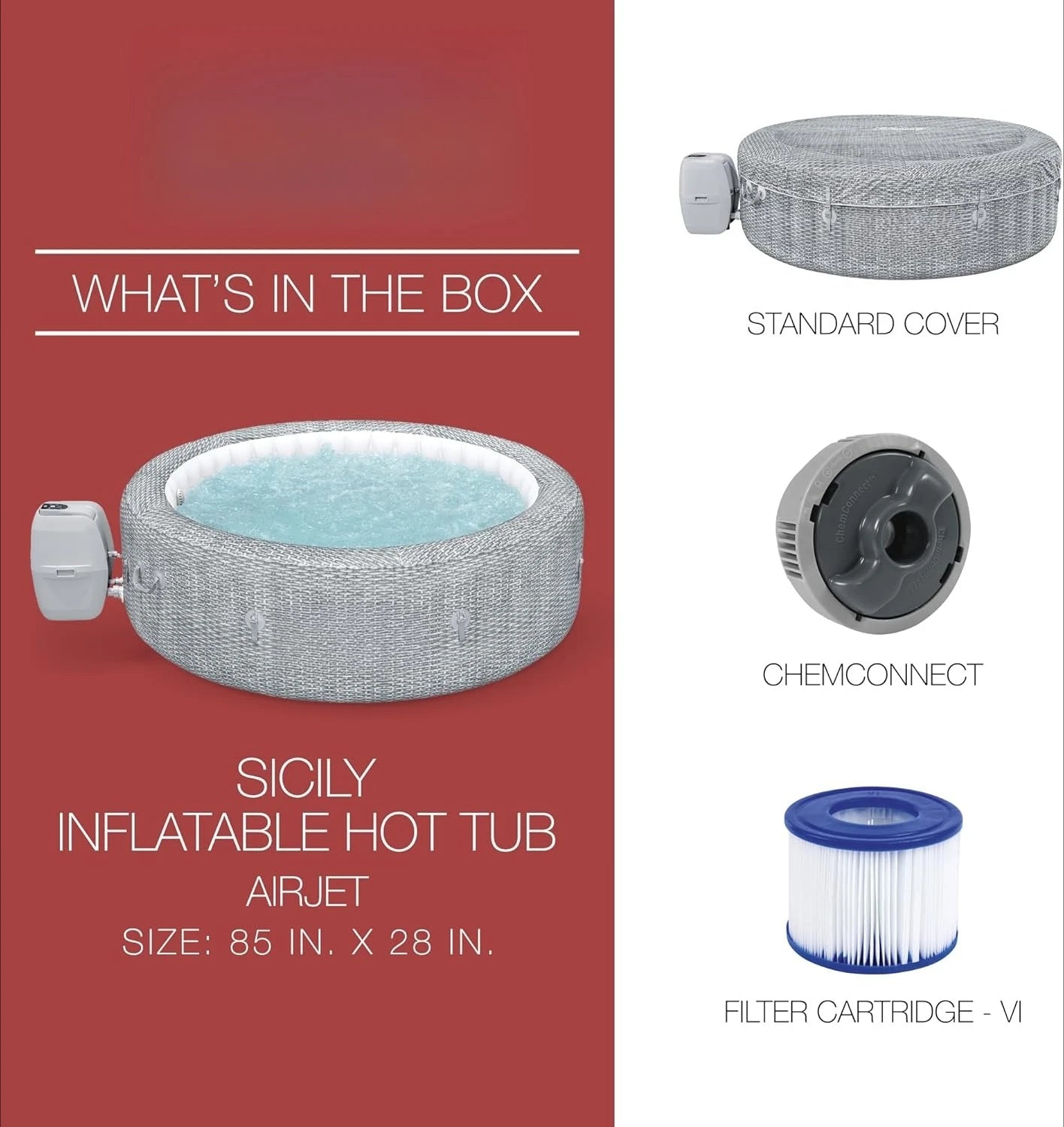 SaluSpa Sicily AirJet 7 Person Inflatable Hot Tub with 180 AirJets and Insulated Cover Gray - Wellness Outdoor Gear
