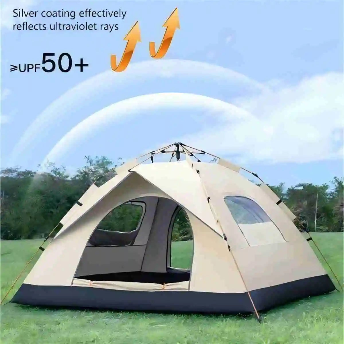Outdoor Camping Tent Sunshade with Two Doors and Windows for Self-Driving Travel - Wellness Outdoor Gear