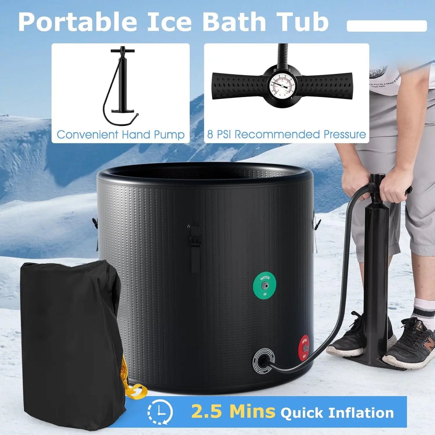 Hign-concerned Ice Bath Tub Inflatable Cold Plunge With Lid - Wellness Outdoor Gear