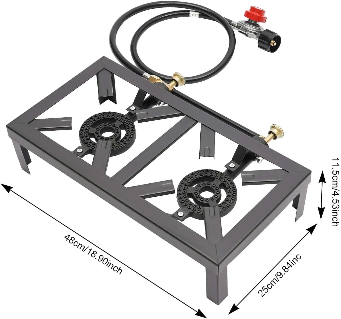 Portable Propane Camp Stove 2 Burner Cast Iron LPG Cooker For Outdoor Cooking