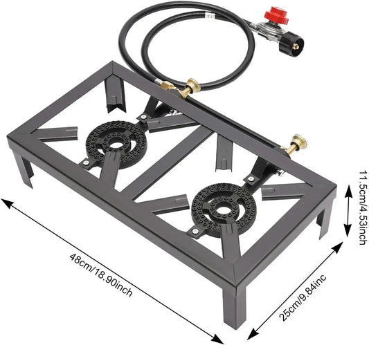 Portable Propane Camp Stove 2 Burner Cast Iron LPG Cooker For Outdoor Cooking