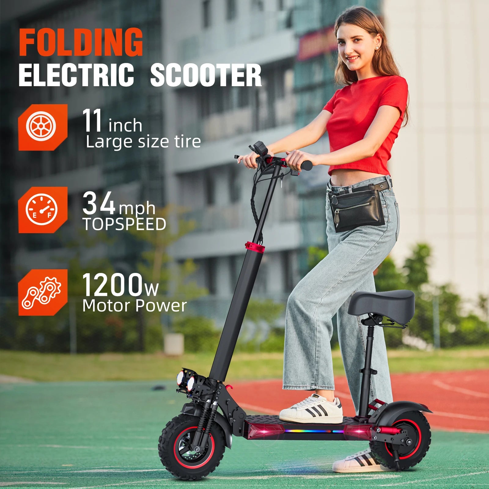 E-Scooter J11MAX Foldable Waterproof Electric Scooter with 11 Inch Off-Road Tires - Wellness Outdoor Gear