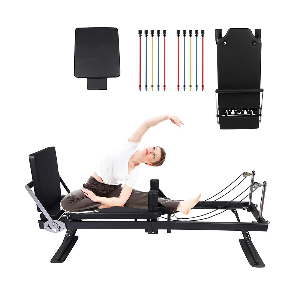 HiMISSHign Pilates Reformer Machine Foldable Home Gym Equipment