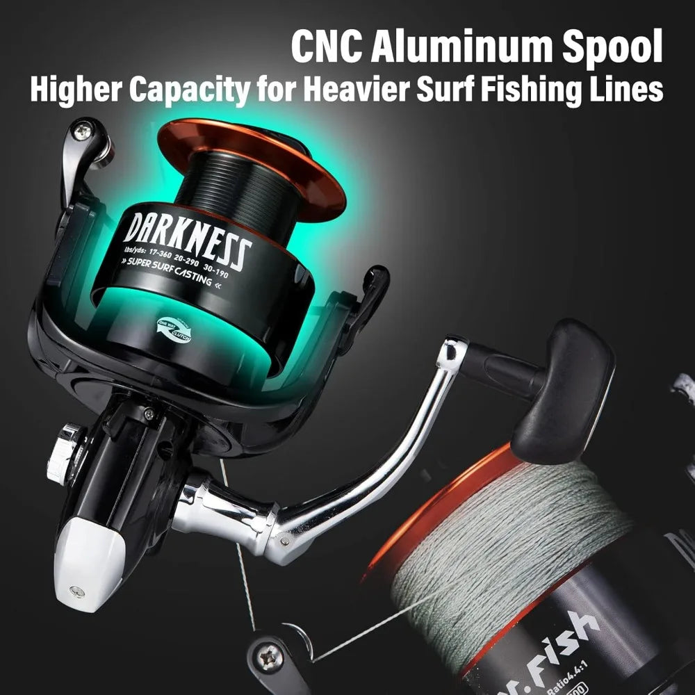 Surf Rod and Reel Combination for Saltwater Fishing with 50Lb Braided Line and Gear Set - Wellness Outdoor Gear